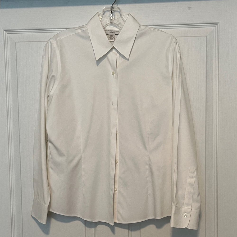 Petite Sophisticate White Fitted Dress Shirt